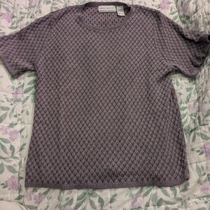 Alfred Dunner Petite Large Purple Knit Short Sleeve Top